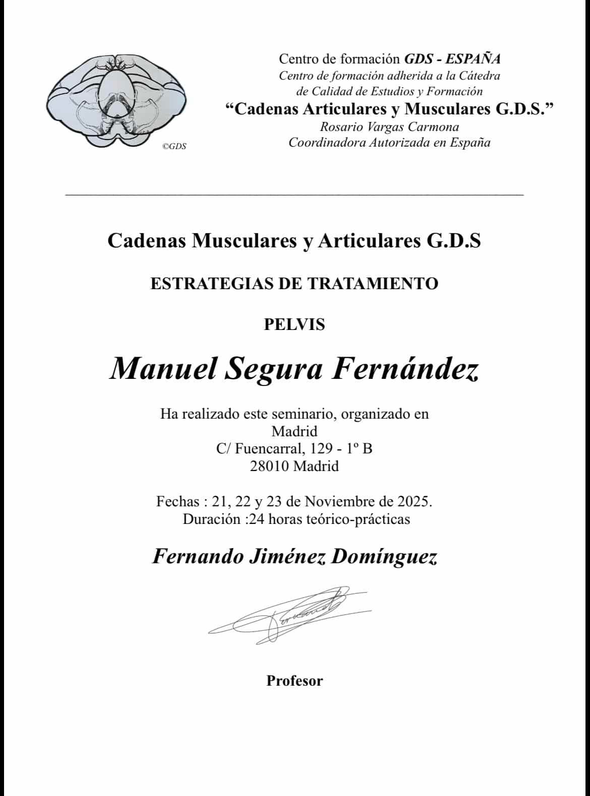 Título GDS cadenas musculares y articulares. Estrategia de tratamiento. Pelvis. Manuel segura Fernández